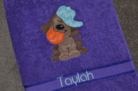 Dog Fetch Appliqued Bath Towel