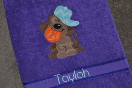 Dog Fetch Appliqued Bath Towel