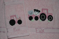 Farmyard Tractor Appliqued Bath Towel