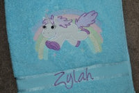 Rainbow Unicorn Appliqued Bath Towel