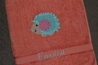 Hedgehog Appliqued Bath Towel