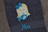 Little Mermaid Appliqued Bath Towel