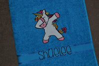 Dabbing Unicorn Appliqued Bath Towel