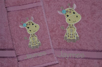 Giraffe Girl Appliqued Bath Towel
