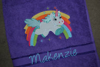 Rainbow Unicorn Appliqued Bath Towel