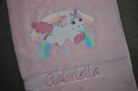 Rainbow Unicorn Appliqued Bath Towel