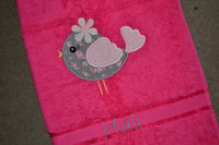 Birdy Appliqued Bath Towel