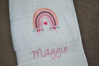 Boho Rainbow Appliqued Bath Towel