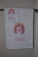 Boho Rainbow Appliqued Bath Towel