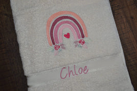 Boho Rainbow Appliqued Bath Towel