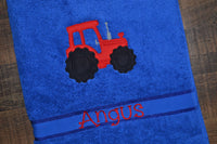 Tractor Appliqued Bath Towel