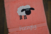 Silly Sheep Appliqued Bath Towel
