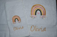 Boho Rainbow Appliqued Bath Towel