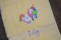 Playful Unicorn Appliqued Bath Towel