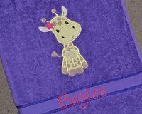Giraffe Girl Appliqued Bath Towel