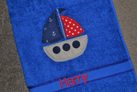 Sailboat Appliqued Bath Towel