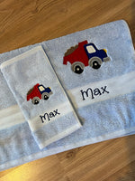 Dump Truck Appliqued Bath Towel