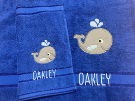 Whale Appliqued Bath Towel