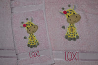 Giraffe Girl Appliqued Bath Towel