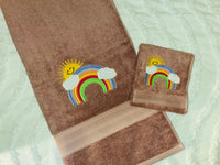 Sunny Rainbow Appliqued Bath Towel