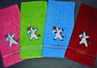 Dabbing Unicorn Appliqued Bath Towel