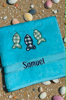 Fish On Line Appliqued Bath Towel